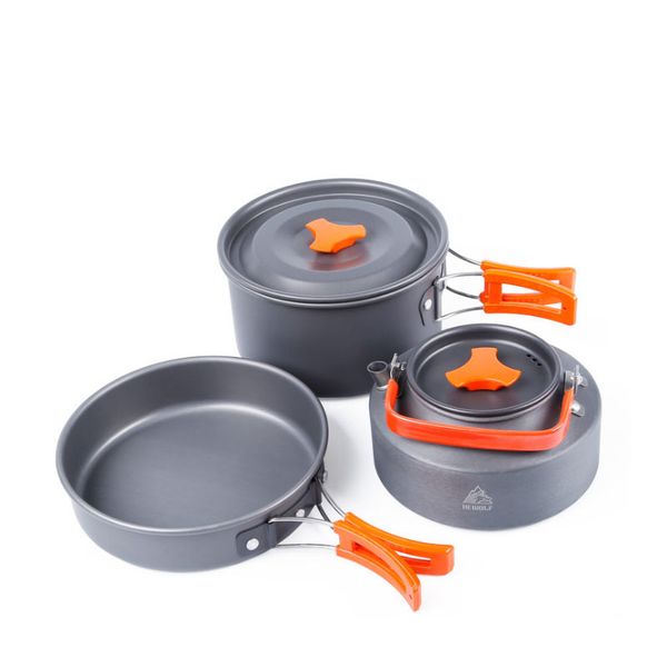 Portable Camping Pot Pan Kettle Set Aluminum Alloy Outdoor Tableware Cookware 3pcs/set Teapot Cooking Tool For Picnic Bbq