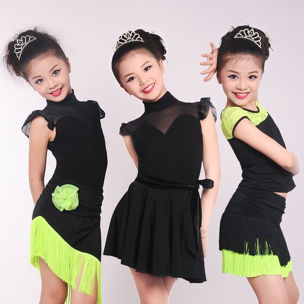 girls kids lace splice latin dance dress suits children fringe skirt ballroom modern dance costumes, Black;red
girls kids lace splice latin dance dress suits children fringe skirt ballroom modern dance costumes, Black;red