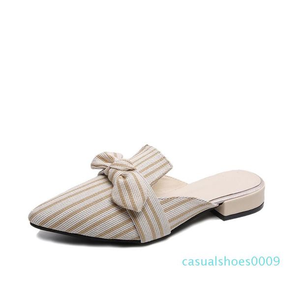 summer 2020 women's slippers ladies elegant pointed toe bowtie woman stripes low heels women shoes fashion female mules new c09, Black
summer 2020 women's slippers ladies elegant pointed toe bowtie woman stripes low heels women shoes fashion female mules new c09, Black