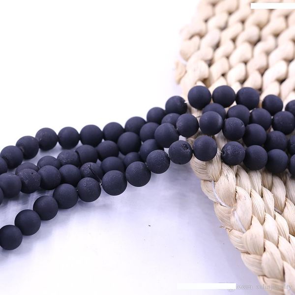 4mm 6mm 8mm 10mm natural stone bead 15 inch strand per set, Black