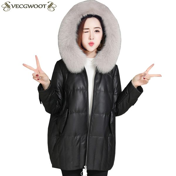 winter new fur collar hooded warm genuine leather down jacket women short large size genuine leather jacket loose s580, Black
winter new fur collar hooded warm genuine leather down jacket women short large size genuine leather jacket loose s580, Black