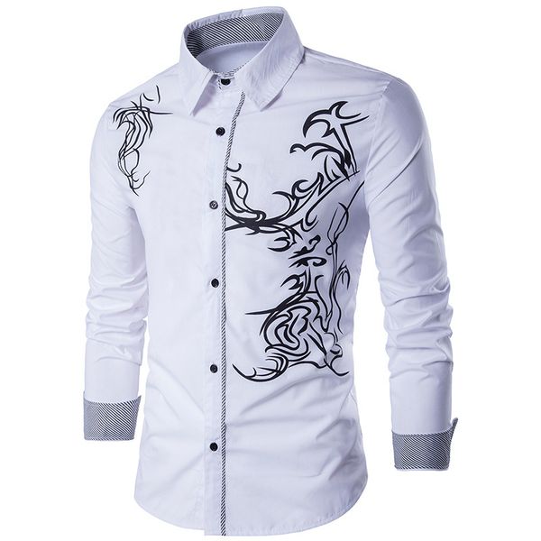 mens shirts 2019 spring new fashion casual turn-down collar men long sleeve shirt dragon print slim mens dress shirts, White;black
mens shirts 2019 spring new fashion casual turn-down collar men long sleeve shirt dragon print slim mens dress shirts, White;black
