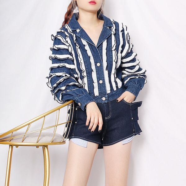women's jackets 2021 autumn winter women denim lace stitching outerwear high street fashionable ladies short blue jacket, Black;brown
women's jackets 2021 autumn winter women denim lace stitching outerwear high street fashionable ladies short blue jacket, Black;brown