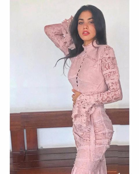 women black pink elegant lace dress 2018 new vestido turtleneck long sleeve celebrity evening party bandage bodycon dresses, Black;gray
women black pink elegant lace dress 2018 new vestido turtleneck long sleeve celebrity evening party bandage bodycon dresses, Black;gray