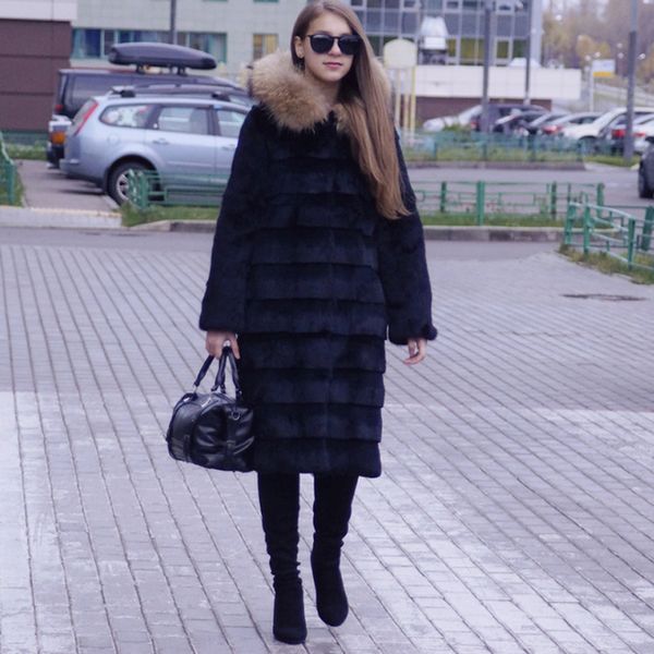 women's fur & faux 2021 genuine real long coat with striped cut x hood overcoat and big raccoon trim up sr342, Black
women's fur & faux 2021 genuine real long coat with striped cut x hood overcoat and big raccoon trim up sr342, Black