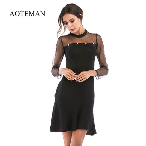aoteman vintage autumn women streetwear dress solid pearl mesh long sleeve ruffles dress female elegant party black dresses q190402, Black;pink
aoteman vintage autumn women streetwear dress solid pearl mesh long sleeve ruffles dress female elegant party black dresses q190402, Black;pink