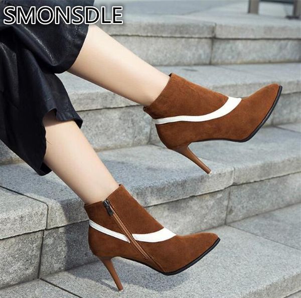smonsdle 2018 winter new european and american color matching plus velvet temperament wild pointed boots female a36, Black
smonsdle 2018 winter new european and american color matching plus velvet temperament wild pointed boots female a36, Black