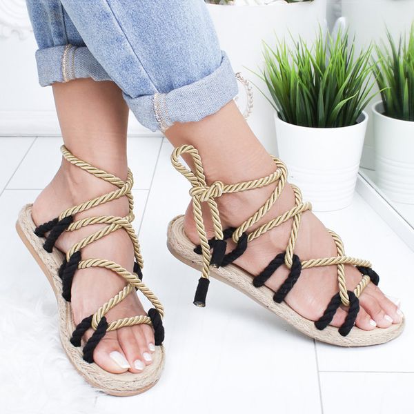 women sandals classic flat sandals for summer shoes woman beach rope chaussures femme 2019 female lace up, Black
women sandals classic flat sandals for summer shoes woman beach rope chaussures femme 2019 female lace up, Black