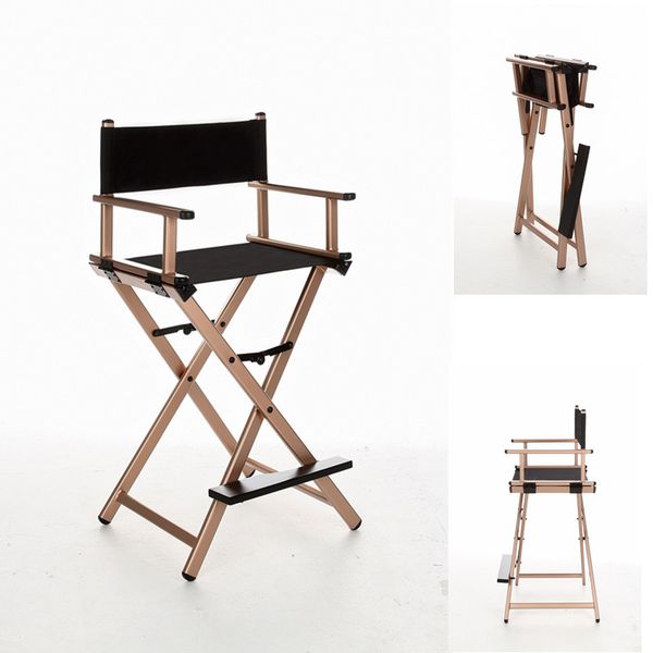 Lightweight And Portable Director Chair Aluminum Frame With Black Canvas Outdoor Furniture Folding Chair Indoor Makeup