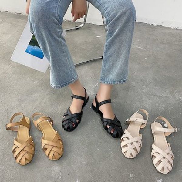 korean version of the wild and comfortable flat bottom 2020 summer new retro hollow roman toe bag woven sandals, Black
korean version of the wild and comfortable flat bottom 2020 summer new retro hollow roman toe bag woven sandals, Black