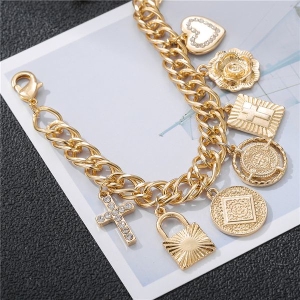 2019 new woman boho bracelets mulitlayer gold chain crystal cross coin lock flowers heart charm bracelets & bangles for women, Black
2019 new woman boho bracelets mulitlayer gold chain crystal cross coin lock flowers heart charm bracelets & bangles for women, Black