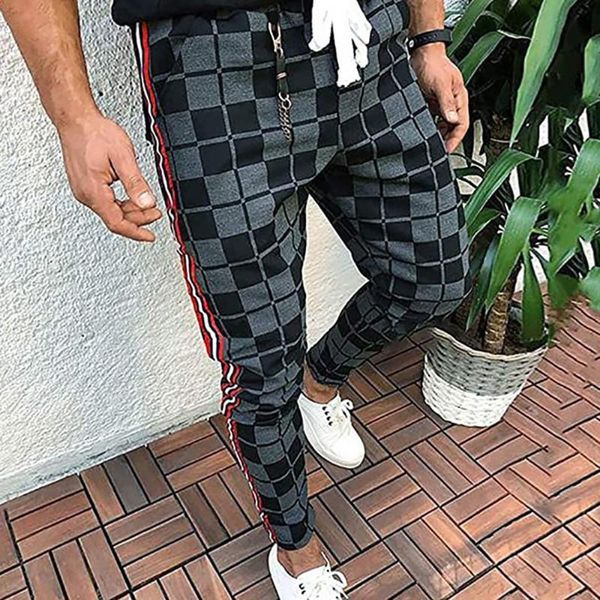 men casual sport track pants sweatpants jogger running active gym plaid trousers slim simple plaid men's trousers, Black
men casual sport track pants sweatpants jogger running active gym plaid trousers slim simple plaid men's trousers, Black