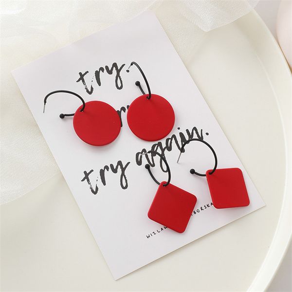 new korea style girl earrings simple red square round geometric drop earrings for women cute fashion summer party metal jewelry, Silver
new korea style girl earrings simple red square round geometric drop earrings for women cute fashion summer party metal jewelry, Silver