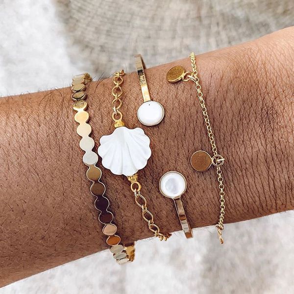 new 4 pcs/set white sea shell charm bracelets women's gold link chain bracelet bangles fashion gold open for women, Golden;silver
new 4 pcs/set white sea shell charm bracelets women's gold link chain bracelet bangles fashion gold open for women, Golden;silver
