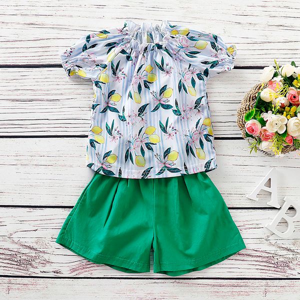 newborn baby girl toddler baby girls short sleeve fruits lemon print +solid shorts outfits girl outfit sets summer, White
newborn baby girl toddler baby girls short sleeve fruits lemon print +solid shorts outfits girl outfit sets summer, White