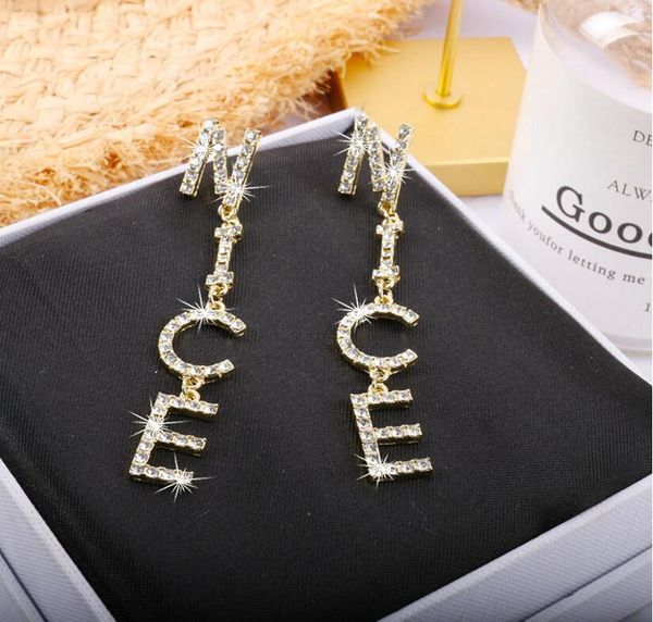 fashion- silver needle long earrings female simple letter rhinestone ear studs korean net red explosive style temperament earrings, Golden;silver
fashion- silver needle long earrings female simple letter rhinestone ear studs korean net red explosive style temperament earrings, Golden;silver
