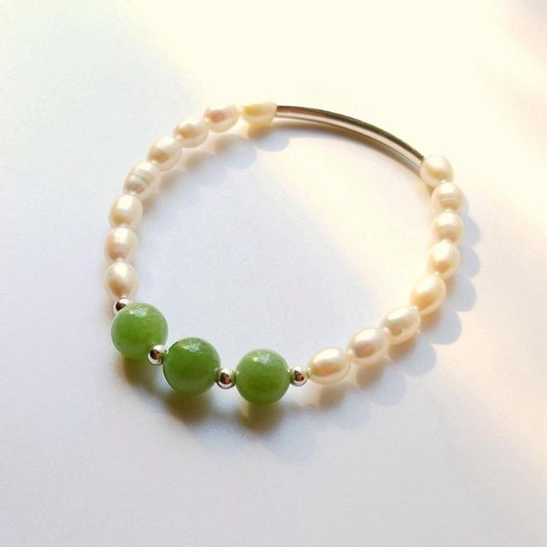 lily jewelry real 8mm green jades freshwater pearl 925 sterling silver elastic bracelet healing power jewelry mother's gift, Black
lily jewelry real 8mm green jades freshwater pearl 925 sterling silver elastic bracelet healing power jewelry mother's gift, Black