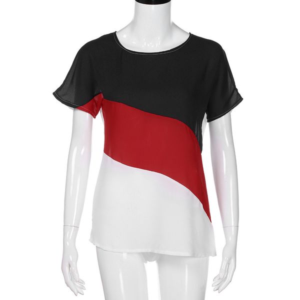 15women's color block chiffon short sleeve casual candy colors round neck shirts tunic roupas femininas#15, White
15women's color block chiffon short sleeve casual candy colors round neck shirts tunic roupas femininas#15, White