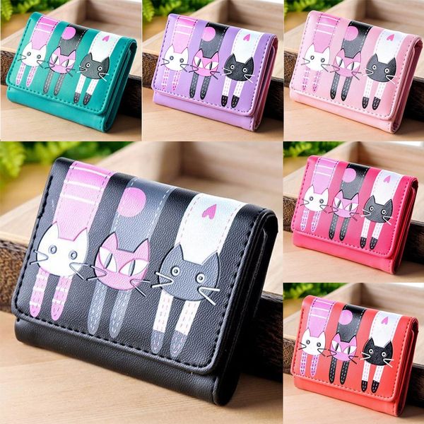 2018 women's cartoon lovely cat pattern trifold wallet short coin purse card holder, White
2018 women's cartoon lovely cat pattern trifold wallet short coin purse card holder, White
