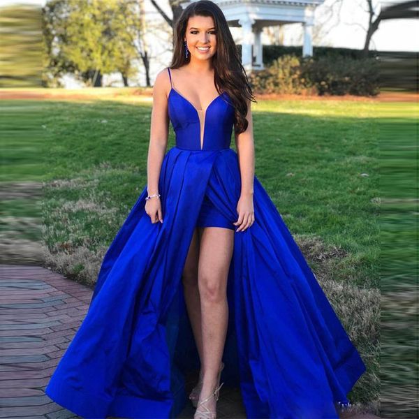 royal blue prom dresses slit spaghetti straps cocktail dress pleats front split backless lace up party dress, Black
royal blue prom dresses slit spaghetti straps cocktail dress pleats front split backless lace up party dress, Black