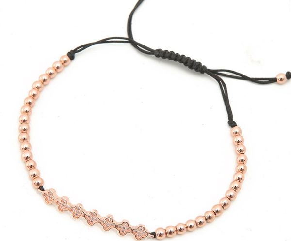 gold silver micro pave cz cubic zirconia rope adjusted copper beads bracelet th43 clover charm braided bangles women, Black
gold silver micro pave cz cubic zirconia rope adjusted copper beads bracelet th43 clover charm braided bangles women, Black