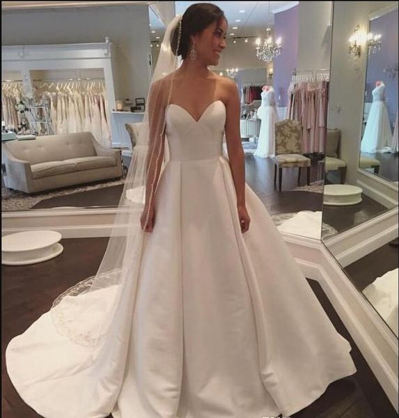 2019 wedding dresses charming sweetheart sleeveless ruched draped satin court train vestidos de novia plus size formal bridal gowns, White
2019 wedding dresses charming sweetheart sleeveless ruched draped satin court train vestidos de novia plus size formal bridal gowns, White