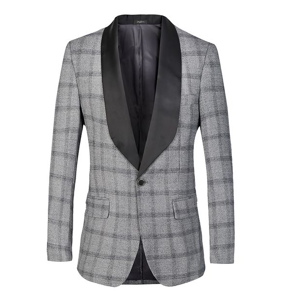 men tuxedo jacket slim big shawl lapel check blazers plaid wedding groom banquet party prom gray khaki single breasted 1 button, White;black
men tuxedo jacket slim big shawl lapel check blazers plaid wedding groom banquet party prom gray khaki single breasted 1 button, White;black