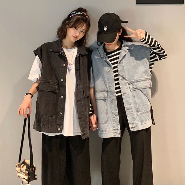 cowboy waistcoat women wear jackets in korean version of the new loose and thin sleeveless bf overcoat in autumn of 2019 vest, Black;white
cowboy waistcoat women wear jackets in korean version of the new loose and thin sleeveless bf overcoat in autumn of 2019 vest, Black;white