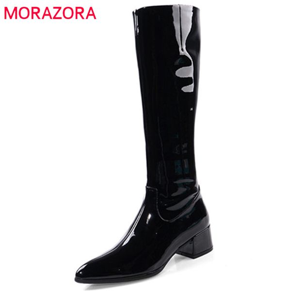 morazora 2020 patent leather riding boots women med heels pointed toe autumn shoes ladies knee high boots big size 42, Black
morazora 2020 patent leather riding boots women med heels pointed toe autumn shoes ladies knee high boots big size 42, Black