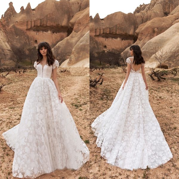 2020 a line wedding dresses short sleeves full lace appliques beading bridal gowns custom made hollow back sweep train wedding dress, White
2020 a line wedding dresses short sleeves full lace appliques beading bridal gowns custom made hollow back sweep train wedding dress, White