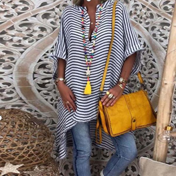 plus size summer fashion striped blouse casual ladies loose long tee female women's short sleeve shirt blusas pullover, White 
plus size summer fashion striped blouse casual ladies loose long tee female women's short sleeve shirt blusas pullover, White