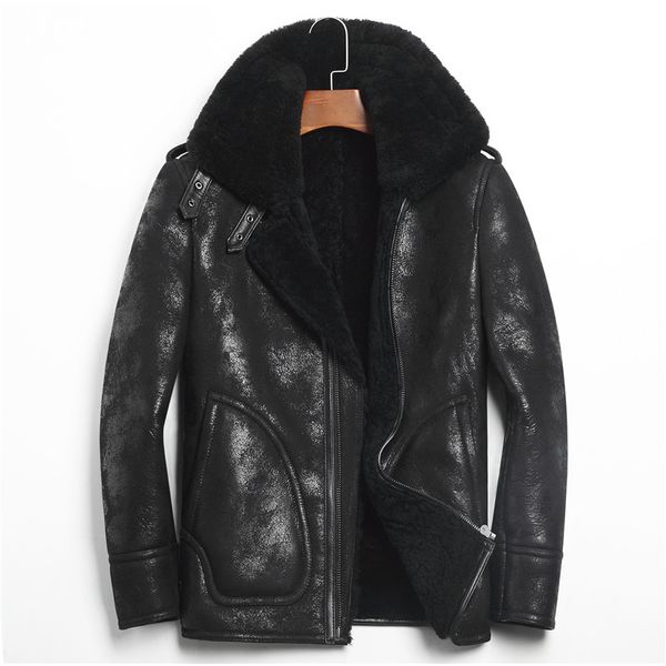 men's leather & faux genuine winter jacket sheepskin coat for men natural lamb fur bomber jackets plus size veste 267-2 my2227, Black
men's leather & faux genuine winter jacket sheepskin coat for men natural lamb fur bomber jackets plus size veste 267-2 my2227, Black