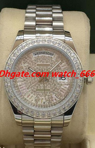 New Version Luxury Watch Male 18K White Gold Diamond Bezel Perpetual Watch Diamonds Roman Dial Automatic Fashion Men's Watches Wristwatch
New Version Luxury Watch Male 18K White Gold Diamond Bezel Perpetual Watch Diamonds Roman Dial Automatic Fashion Men's Watches Wristwatch