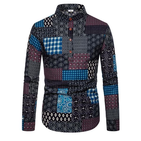 linen social shirts men button design stand collar long sleeves hawaiian shirt for men's clothes casual blouse, White;black 
linen social shirts men button design stand collar long sleeves hawaiian shirt for men's clothes casual blouse, White;black