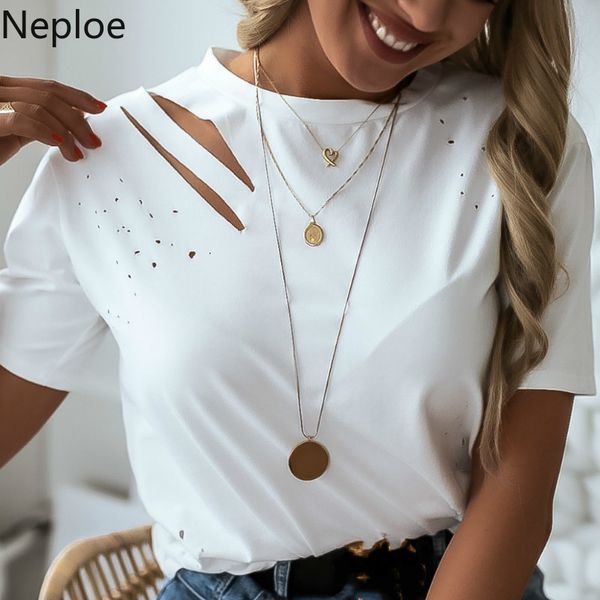 neploe women shirts summer korean clothes new arrival hollow out off shoulder tees chic streetwear korean clothes 93046, White
neploe women shirts summer korean clothes new arrival hollow out off shoulder tees chic streetwear korean clothes 93046, White