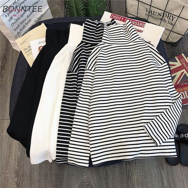 long sleeve t shirts women elegant loose striped turtleneck womens all striped match simple leisure korean style trendy chic, White
long sleeve t shirts women elegant loose striped turtleneck womens all striped match simple leisure korean style trendy chic, White