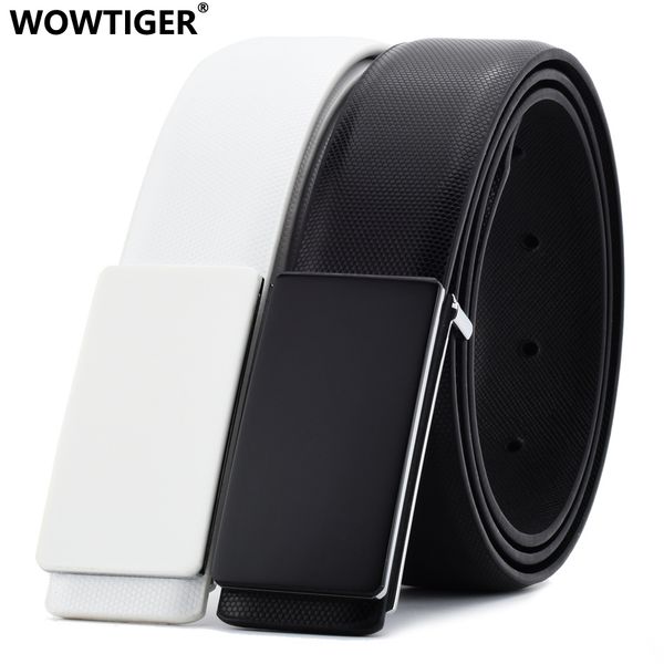 wowtiger black white cowhide genuine leather 3.3cm width belts for men strap male smooth buckle designer belt, Black;brown 
wowtiger black white cowhide genuine leather 3.3cm width belts for men strap male smooth buckle designer belt, Black;brown