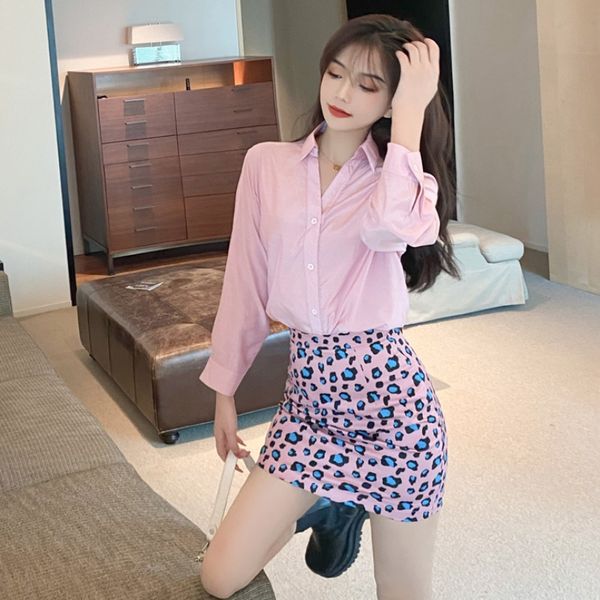 french niche design shirt high waist slimming bag hip leopard print skirt two-piece suit women, White
french niche design shirt high waist slimming bag hip leopard print skirt two-piece suit women, White