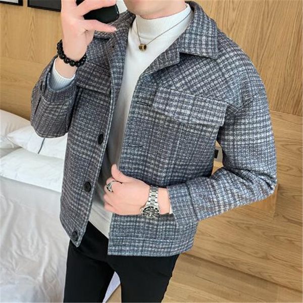 2019 winter brand short woolen coat men's slim fashion retro casual tartan jacket man streetwear british wind jacket coat, Black
2019 winter brand short woolen coat men's slim fashion retro casual tartan jacket man streetwear british wind jacket coat, Black