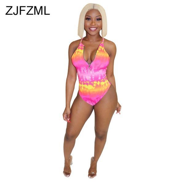 colorful tie dye bodysuit for women spaghetti strap backless one piece overall summer front zipper sleeveless beach romper, Black;white
colorful tie dye bodysuit for women spaghetti strap backless one piece overall summer front zipper sleeveless beach romper, Black;white