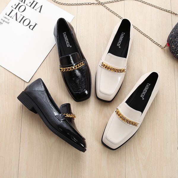 woman metal chain low heels loafers leather square toe shoes casual slip on shallow pump big size black apricot zapatos mujer
woman metal chain low heels loafers leather square toe shoes casual slip on shallow pump big size black apricot zapatos mujer