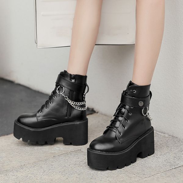 2020 spring fashion chain buckle design lace up platform boot shoes woman gothic punk biker combat ankle boots for women, Black
2020 spring fashion chain buckle design lace up platform boot shoes woman gothic punk biker combat ankle boots for women, Black