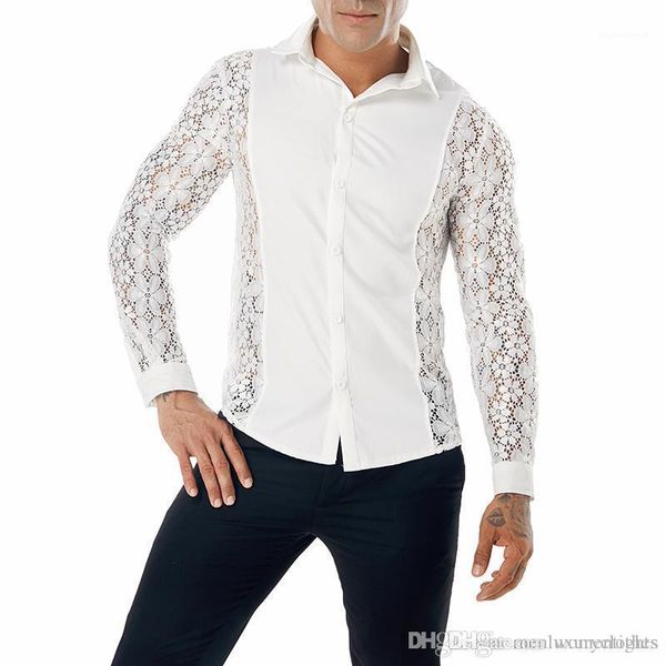 male spring autumn long sleeved shirt lace fashion mens casual shirts designer, White;black
male spring autumn long sleeved shirt lace fashion mens casual shirts designer, White;black