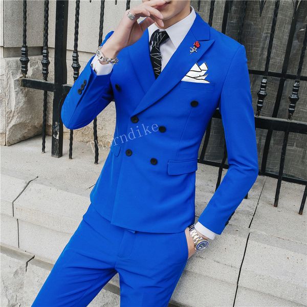 thorndike new mens fashion solid color formal business double-breasted royal blue suit 2 set / groom wedding dress suits, White;black
thorndike new mens fashion solid color formal business double-breasted royal blue suit 2 set / groom wedding dress suits, White;black