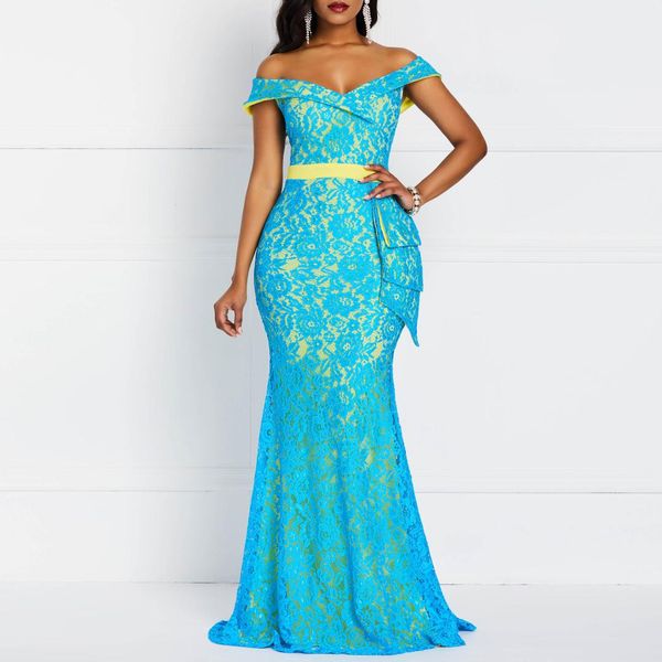 women maxi dresses elegant blue plus size mermaid high waist off shoulder ruffles female fashion retro lace party long dress, Black;gray
women maxi dresses elegant blue plus size mermaid high waist off shoulder ruffles female fashion retro lace party long dress, Black;gray