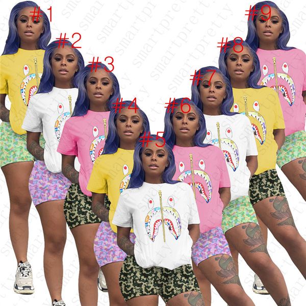 2020 summer women designer t shirts and shorts tracksuit 2 piece outfit cartoon shark mouth printing sportswear two piece shorts setd52502, Gray
2020 summer women designer t shirts and shorts tracksuit 2 piece outfit cartoon shark mouth printing sportswear two piece shorts setd52502, Gray