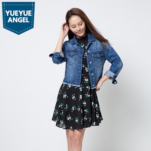2019 spring new women 100% cotton denim jackets blue ripped frayed vintage korean loose fit jeans coats women casual streetwear, Black;brown
2019 spring new women 100% cotton denim jackets blue ripped frayed vintage korean loose fit jeans coats women casual streetwear, Black;brown