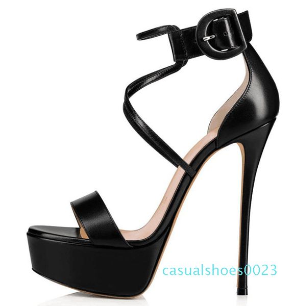 european and american fashion 12 cm women's waterproof platform buckle open toe dew heel sheepskin high heel sandals c23, Black
european and american fashion 12 cm women's waterproof platform buckle open toe dew heel sheepskin high heel sandals c23, Black