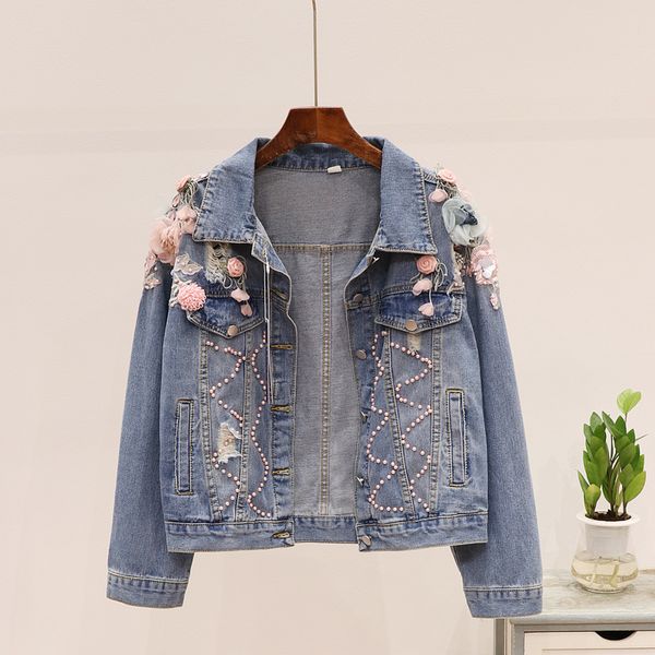 2019 autumn dress new korean embroidered nail beads three-dimensional flower hole jeans jacket women's loose denim coat jackets, Black;brown
2019 autumn dress new korean embroidered nail beads three-dimensional flower hole jeans jacket women's loose denim coat jackets, Black;brown
