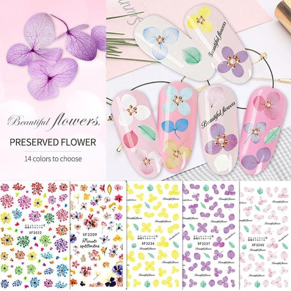 1 pack pro nail art decor stickers dried flowers nail tips diy full wraps, Black 
1 pack pro nail art decor stickers dried flowers nail tips diy full wraps, Black